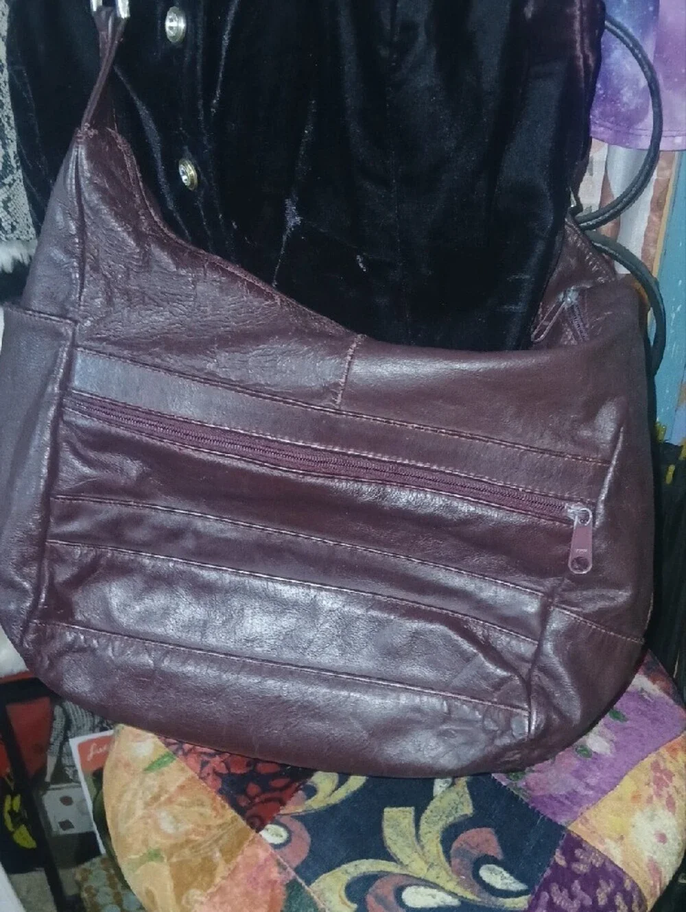 90s Vintage Lopez Comacho Burgundy Leather Satchel